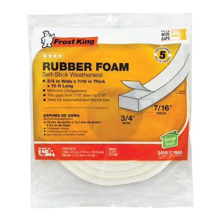 Frost King Frost King White Rubber Foam Weather Seal For Doors and Windows 10 ft. L X 0.44 in. R734WH